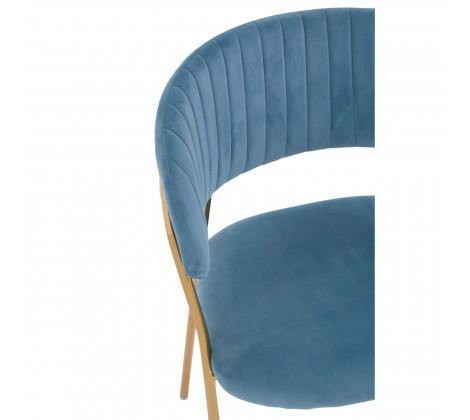 Tamzin Blue Channel Gold Finish Dining Chair - Modern Home Interiors