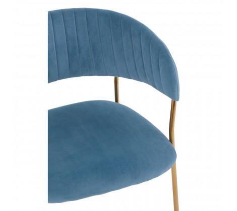 Tamzin Blue Channel Gold Finish Dining Chair - Modern Home Interiors