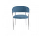 Tamzin Blue Channel Chrome Finish Dining Chair - Modern Home Interiors