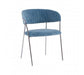 Tamzin Blue Channel Chrome Finish Dining Chair - Modern Home Interiors