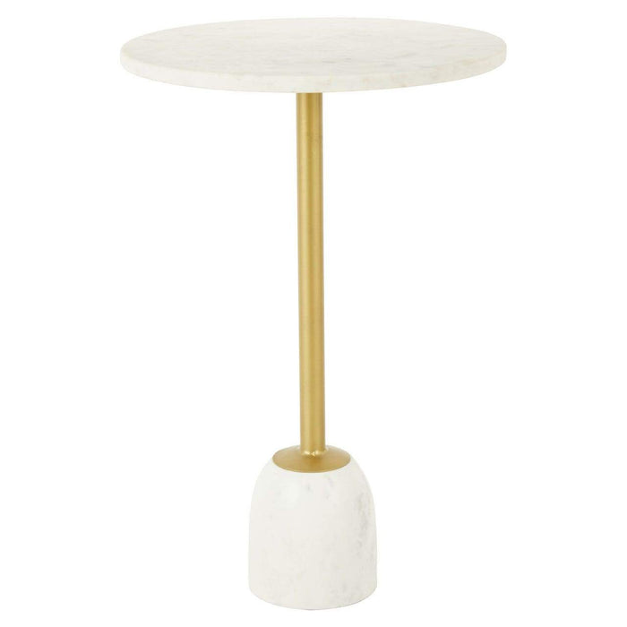 Rabia White Marble Iron Stand Side Table - Modern Home Interiors