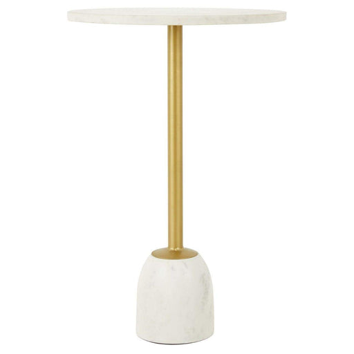 Rabia White Marble Iron Stand Side Table - Modern Home Interiors