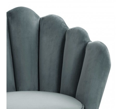 Ovala Light Blue Plush Velvet Scalloped Accent Chair - Modern Home Interiors