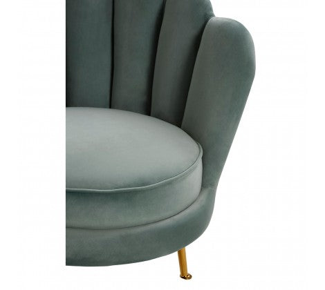 Ovala Light Blue Plush Velvet Scalloped Accent Chair - Modern Home Interiors