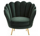 Ovala Deep Green Plush Velvet Scalloped Accent Chair - Modern Home Interiors