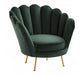 Ovala Deep Green Plush Velvet Scalloped Accent Chair - Modern Home Interiors