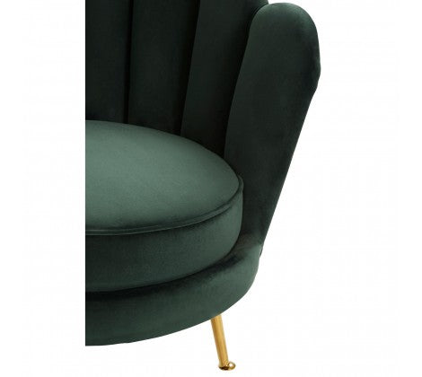 Ovala Deep Green Plush Velvet Scalloped Accent Chair - Modern Home Interiors