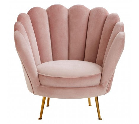 Ovala Pink Plush Velvet Scalloped Accent Chair - Modern Home Interiors