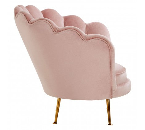 Ovala Pink Plush Velvet Scalloped Accent Chair - Modern Home Interiors