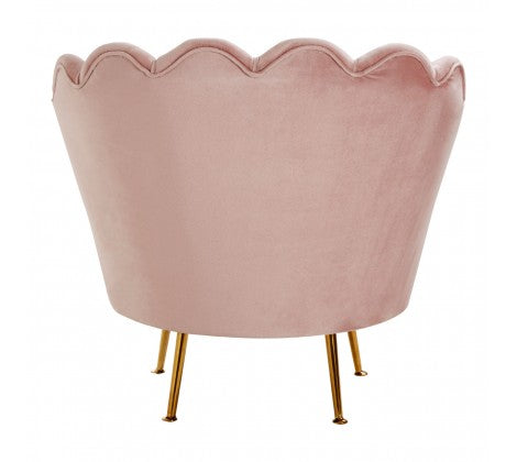 Ovala Pink Plush Velvet Scalloped Accent Chair - Modern Home Interiors