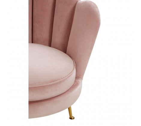 Ovala Pink Plush Velvet Scalloped Accent Chair - Modern Home Interiors