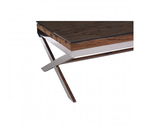 Kerala Natural Coffee Table With Cross Base - Modern Home Interiors