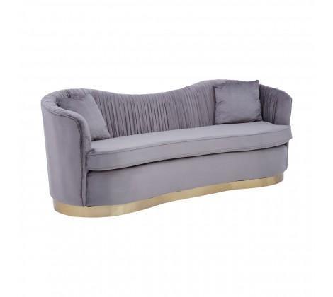 Franza 3 Seat Pleated Grey Velvet Sofa - Modern Home Interiors