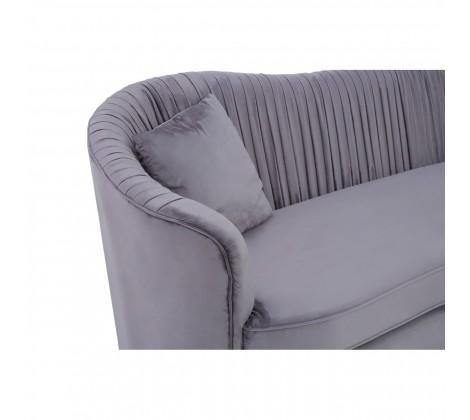 Franza 3 Seat Pleated Grey Velvet Sofa - Modern Home Interiors