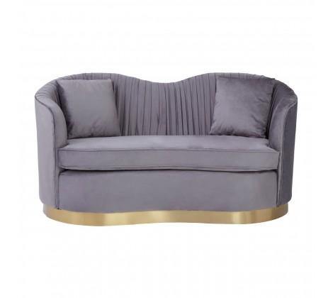 Franza 2 Seat Pleated Grey Velvet Sofa - Modern Home Interiors