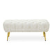 Tamra Velvet Footstool/Bench with Gold Legs - Cream - Modern Home Interiors