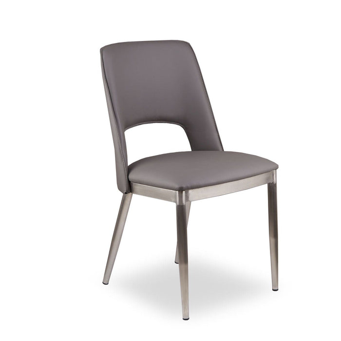 Glide Grey Leather & Chrome Dining Chair - Modern Home Interiors