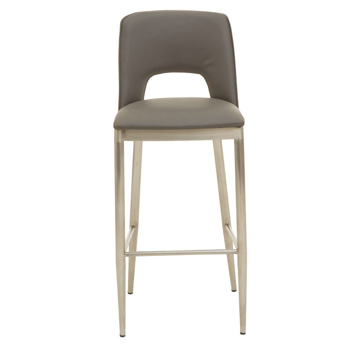 Glide Grey Leather & Chrome Bar Stool - Modern Home Interiors