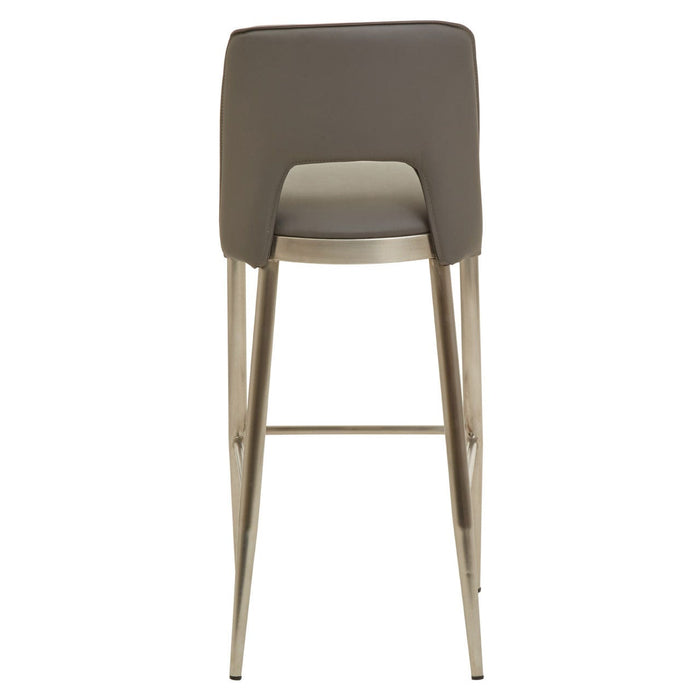 Glide Grey Leather & Chrome Bar Stool - Modern Home Interiors