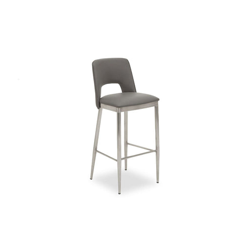 Glide Grey Leather & Chrome Bar Stool - Modern Home Interiors