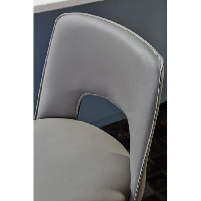 Glide Grey Leather & Chrome Bar Stool - Modern Home Interiors