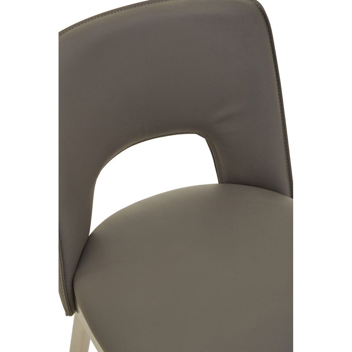 Glide Grey Leather & Chrome Bar Stool - Modern Home Interiors