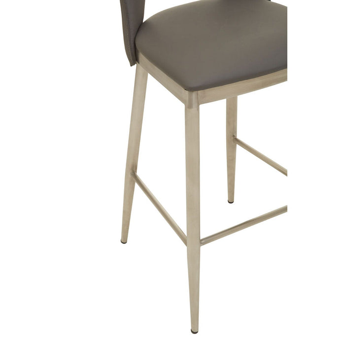 Glide Grey Leather & Chrome Bar Stool - Modern Home Interiors