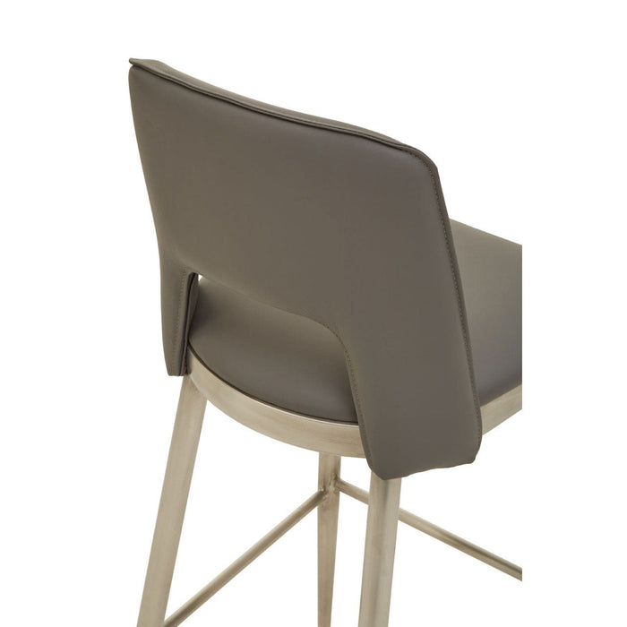 Glide Grey Leather & Chrome Bar Stool - Modern Home Interiors