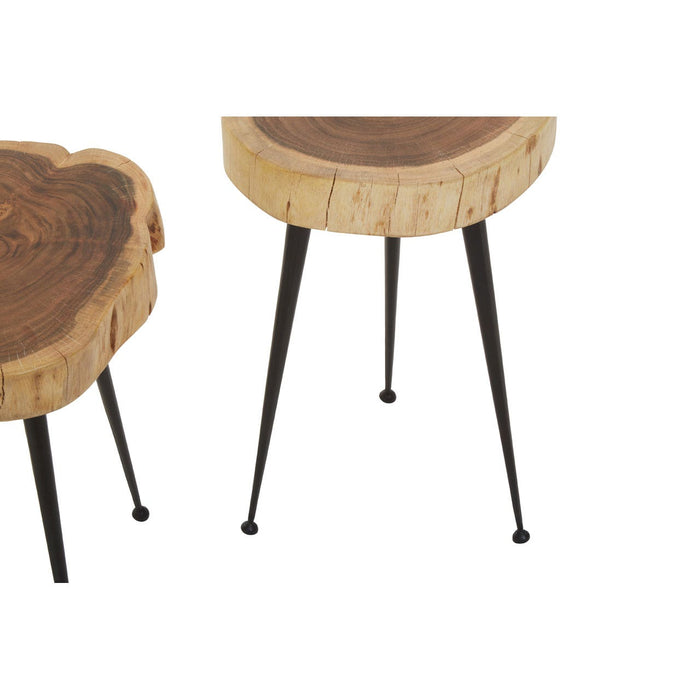 Nandri Set of 2 Acacia Wood Side Tables - Modern Home Interiors