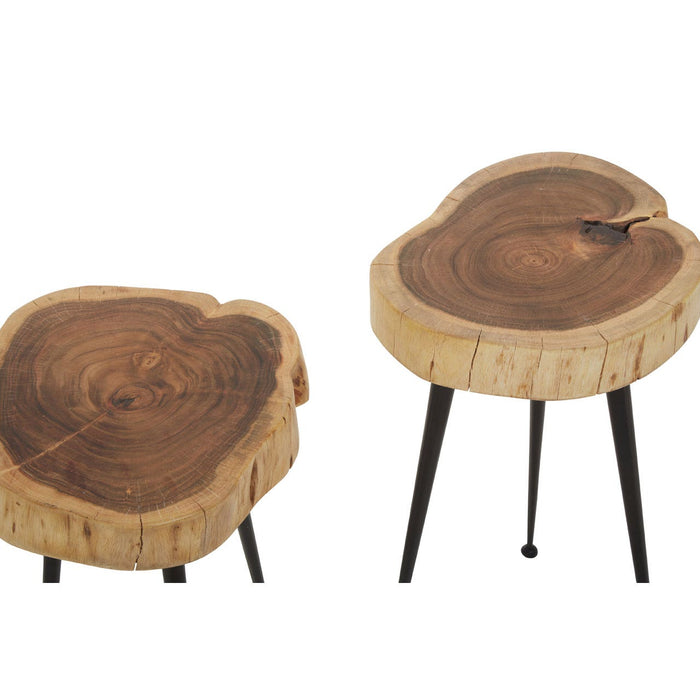 Nandri Set of 2 Acacia Wood Side Tables - Modern Home Interiors