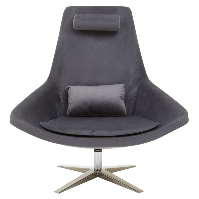 Modern Grey Velvet Armchair