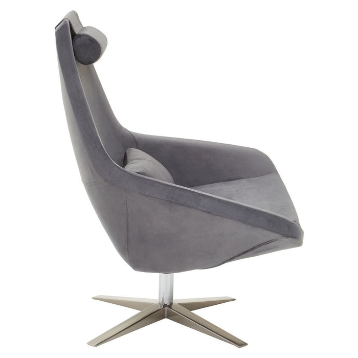 Modern Grey Velvet Armchair