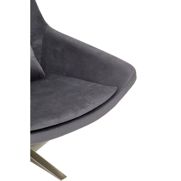 Modern Grey Velvet Armchair