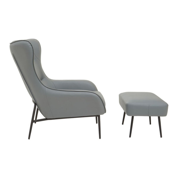 Grey Faux Leather Armchair + Footstool