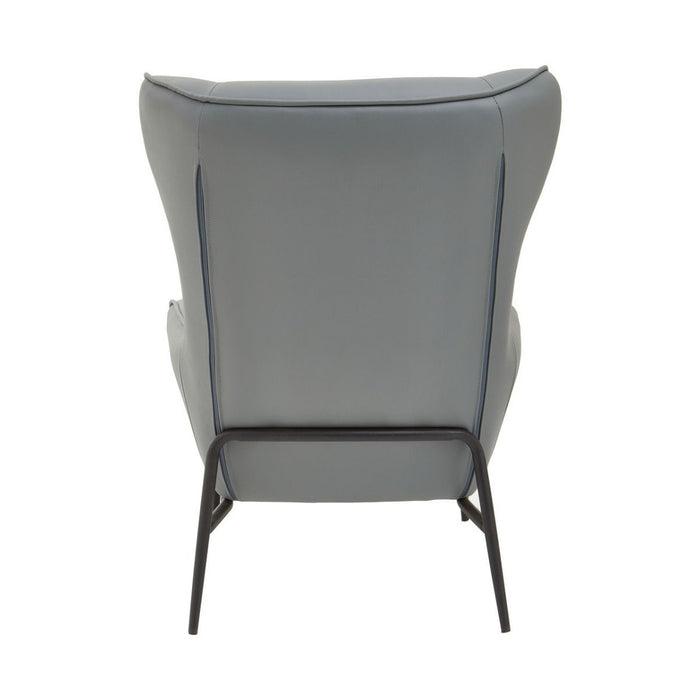 Grey Faux Leather Armchair + Footstool