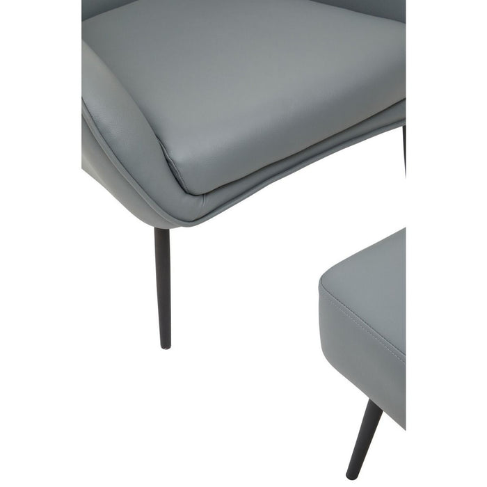 Grey Faux Leather Armchair + Footstool