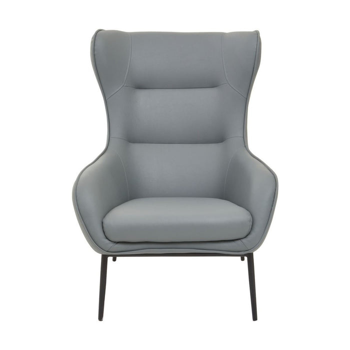 Grey Faux Leather Armchair + Footstool