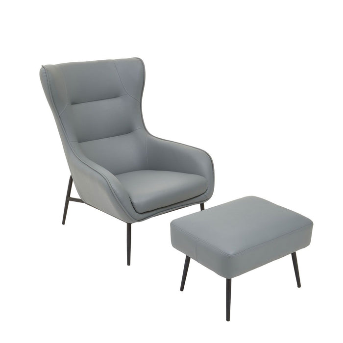 Grey Faux Leather Armchair + Footstool