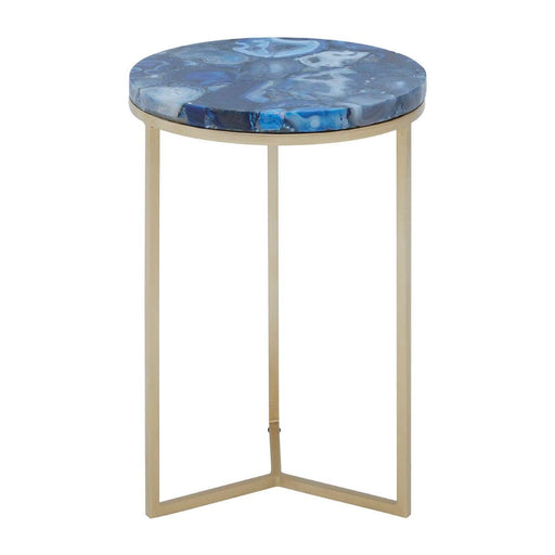 Inventivo Blue & Gold Agate Side Table - Modern Home Interiors