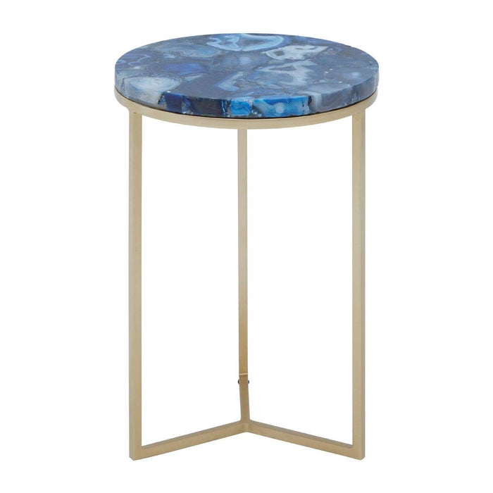 Inventivo Blue & Gold Agate Side Table - Modern Home Interiors