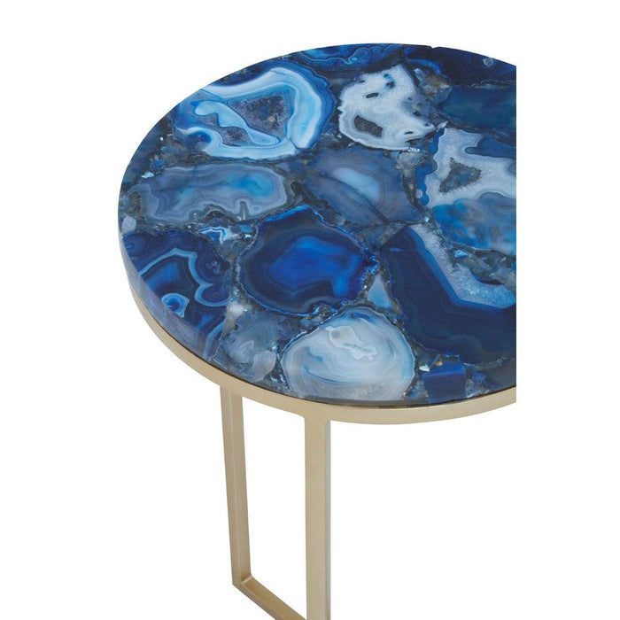 Inventivo Blue & Gold Agate Side Table - Modern Home Interiors