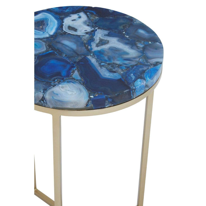 Inventivo Blue & Gold Agate Side Table - Modern Home Interiors