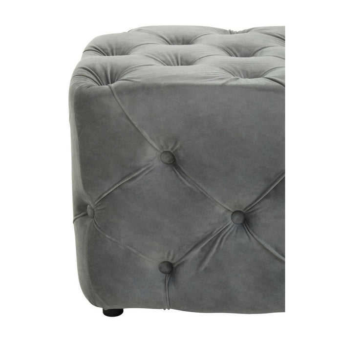 Grey Tufted Velvet Bench