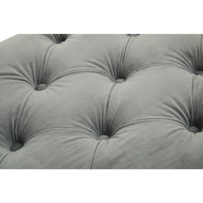 Grey Tufted Velvet Bench