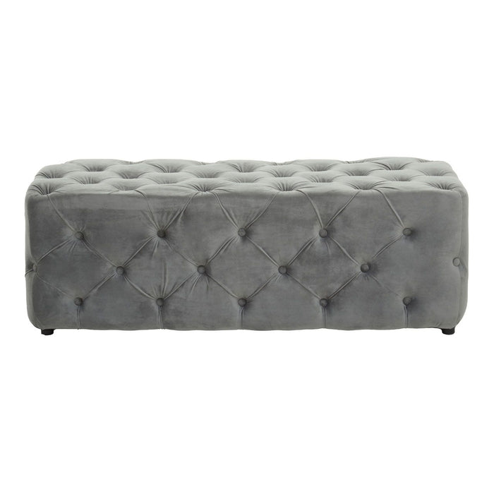 Grey Tufted Velvet Bench