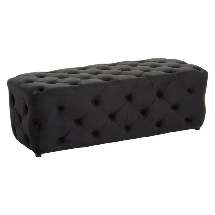 Black Tufted Velvet Bench