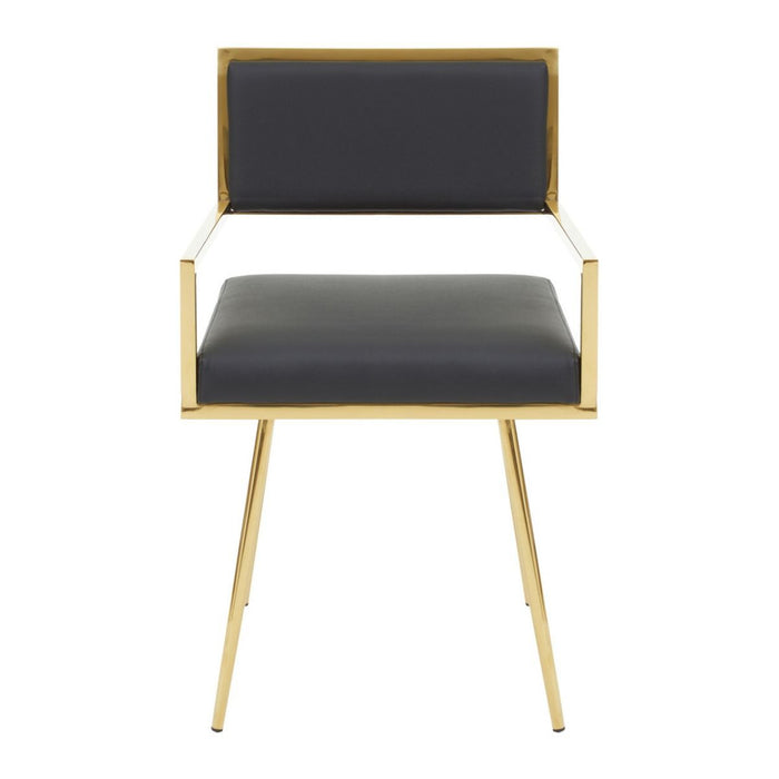 Luxe Black Faux Leather and Gold Dining Chair