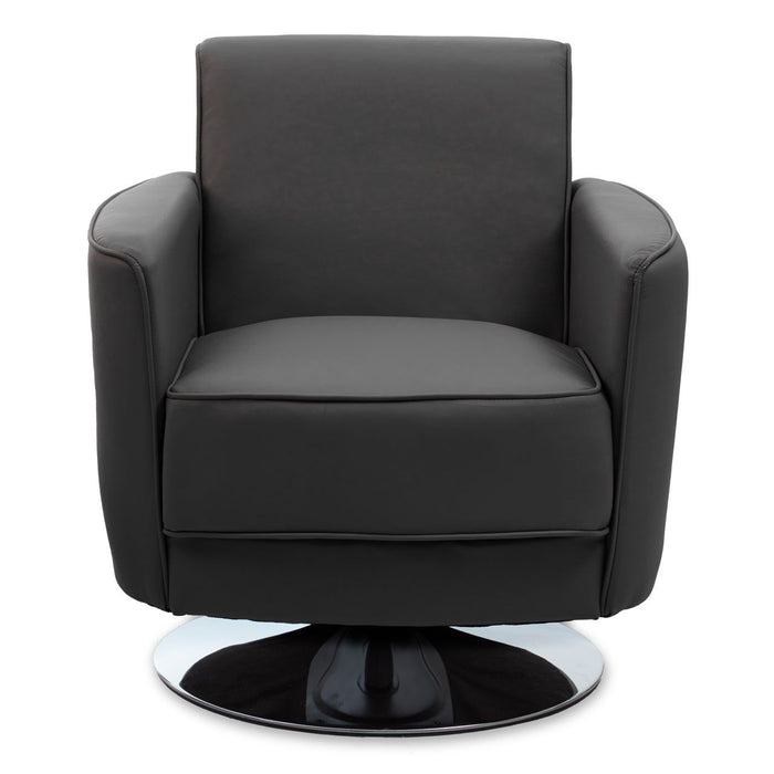 Faux Leather Armchair Chrome Round Base