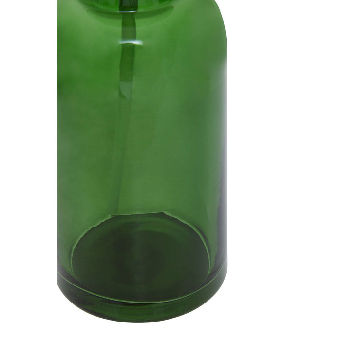 Green Glass and Black Metal Bathroom Soap Dispenser