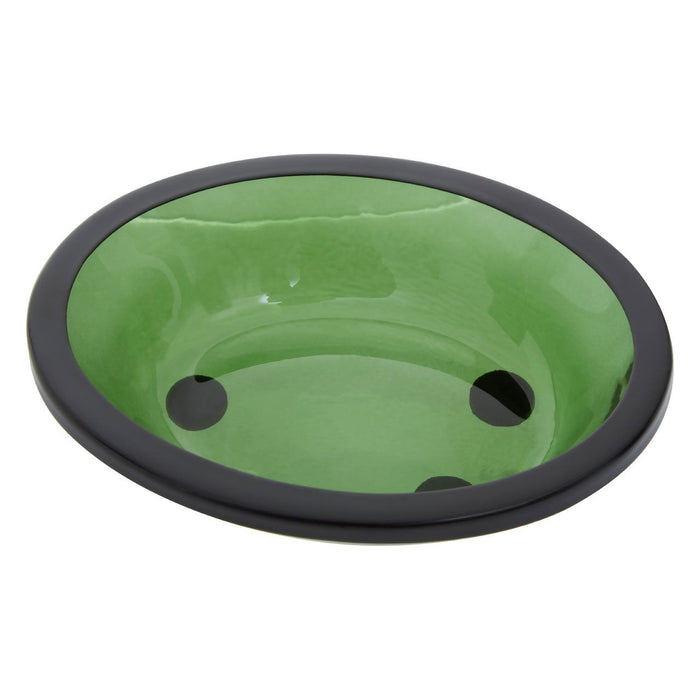 Green Glass and Black Metal Bathroom Soap Dish